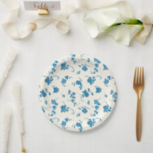 Floral Azul Francés Rococó Elegante