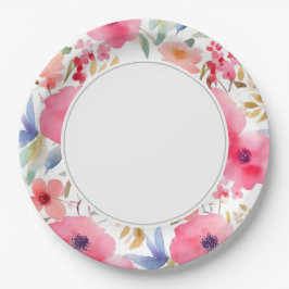 Plato De Papel Floral azul púrpura