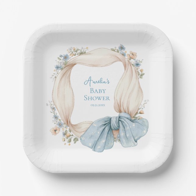 Plato de papel floral azul Silly Goose (Anverso)