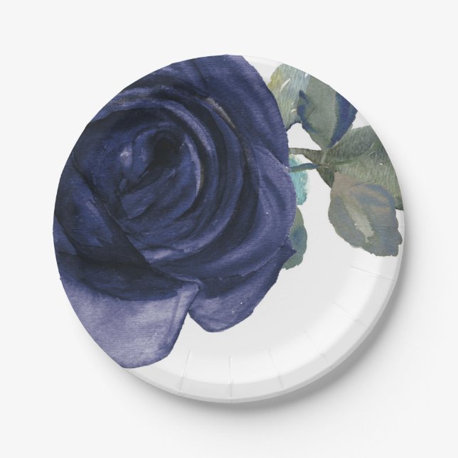 Plato De Papel Floral azul violeta índigo violeta (Anverso)