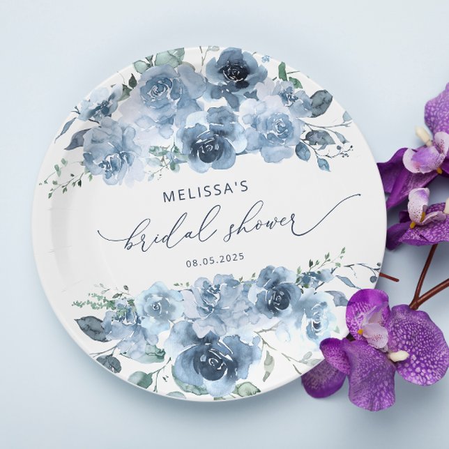 Plato De Papel Floral azul y blanca (Subido por el creador)