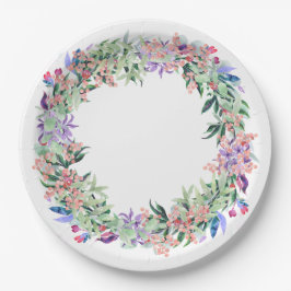 Plato De Papel Floral Berries Wreath