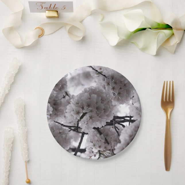 Plato De Papel Floral blanca (Boda)