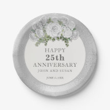 Floral Blanco Plateado 25º Aniversario de Boda