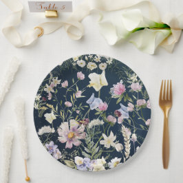 Plato De Papel Floral Blue Garden Wedding