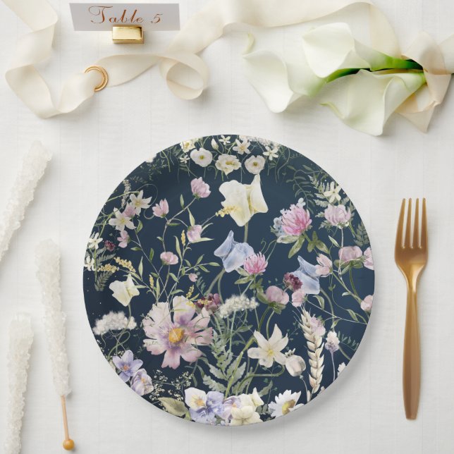 Plato De Papel Floral Blue Garden Wedding (Boda)