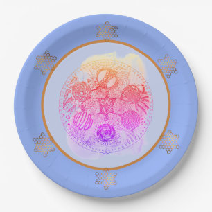 Plato De Papel Floral Blues Abstract Passover Plate Seder