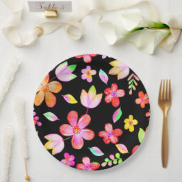 Plato de papel floral boda/baño