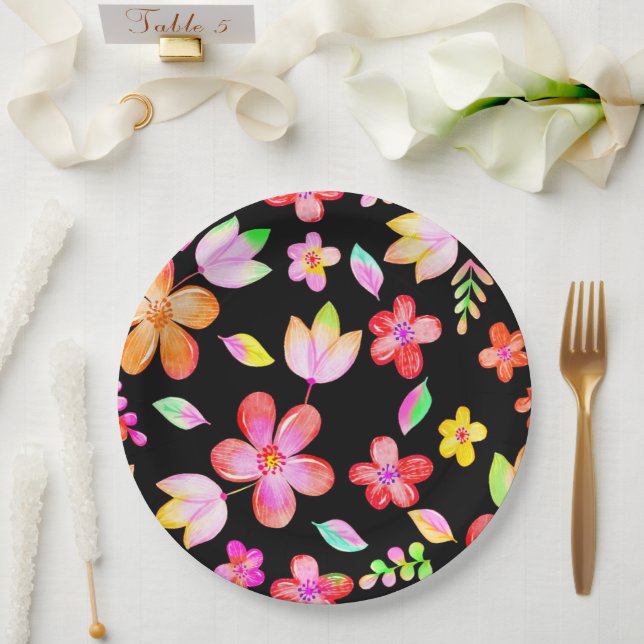Plato de papel floral boda/baño (Boda)