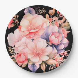 Plato de papel floral boda/baño