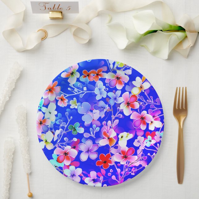 Plato de papel floral boda/ ducha (Boda)