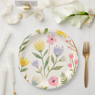 Plato de papel floral boda/ ducha