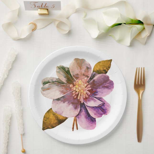 Plato de papel floral boda/ ducha (Boda)