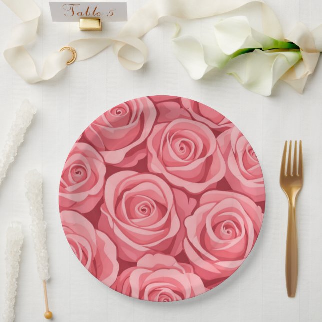 Plato de papel floral boda/ ducha nupcial (Boda)