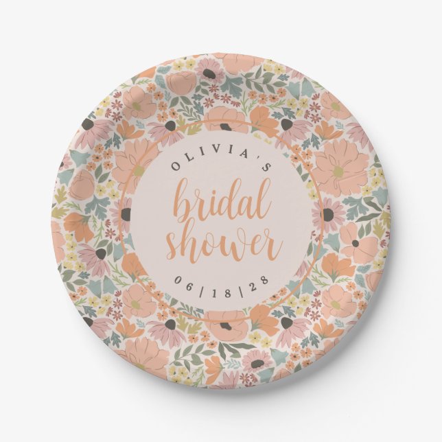 Plato De Papel Floral Bridal Shower (Anverso)