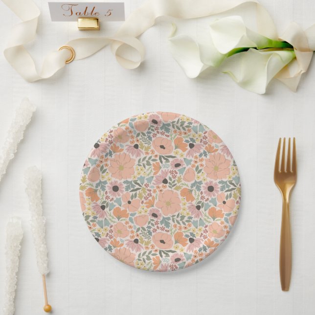 Plato De Papel Floral Bridal Shower (Boda)