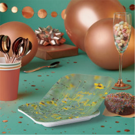 Plato De Papel Floral Bridal Shower Yellow Wildflower Fotografía