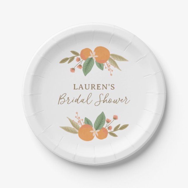 Plato De Papel Floral Citrus Bridal Shower (Anverso)