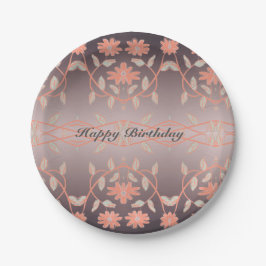 Plato De Papel Floral coral elegante