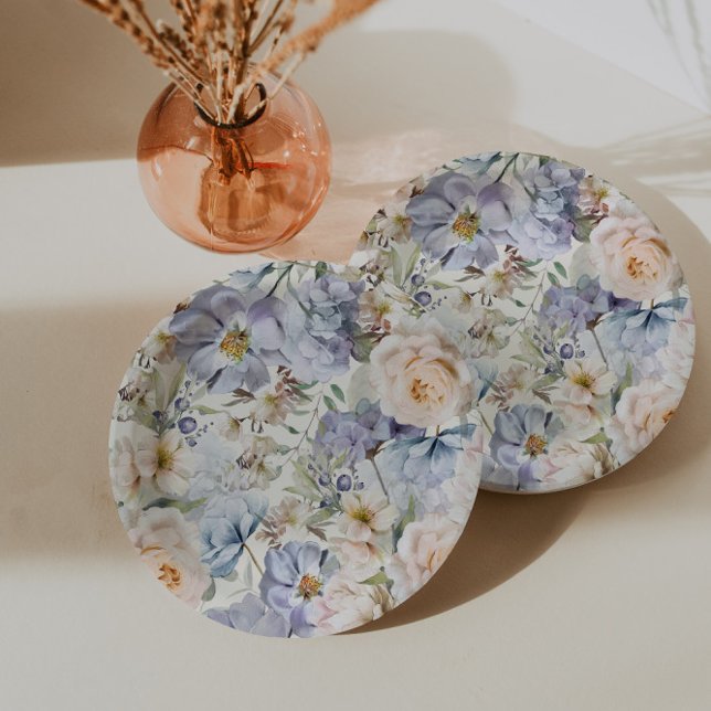 Plato De Papel Floral crema azul turbia (Subido por el creador)