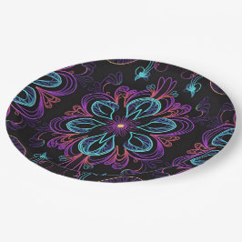 Plato De Papel Floral de abstracto vibrante