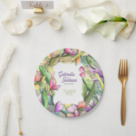 Plato De Papel Floral de acuarela personalizada