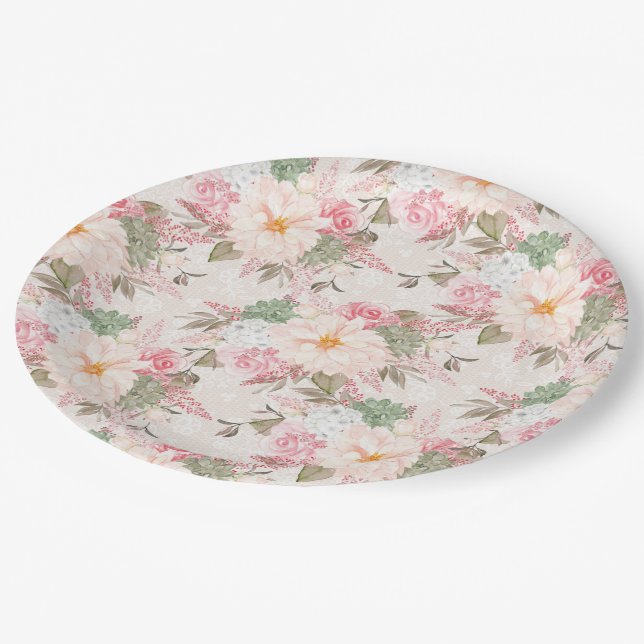 Plato De Papel Floral de bonito (Angular)