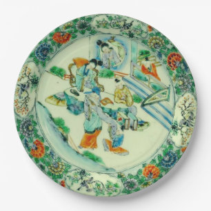 Plato De Papel Floral de Chinoiserie vintage china antigua