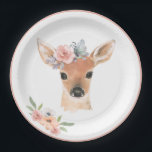 Plato De Papel Floral de color de agua de los animales de Woodlan<br><div class="desc">Animales del bosque acuarela floral lindo plato de papel para bebé.  Elementos coincidentes disponibles. Transferir diseño a muchos otros productos. Tan adorable.</div>