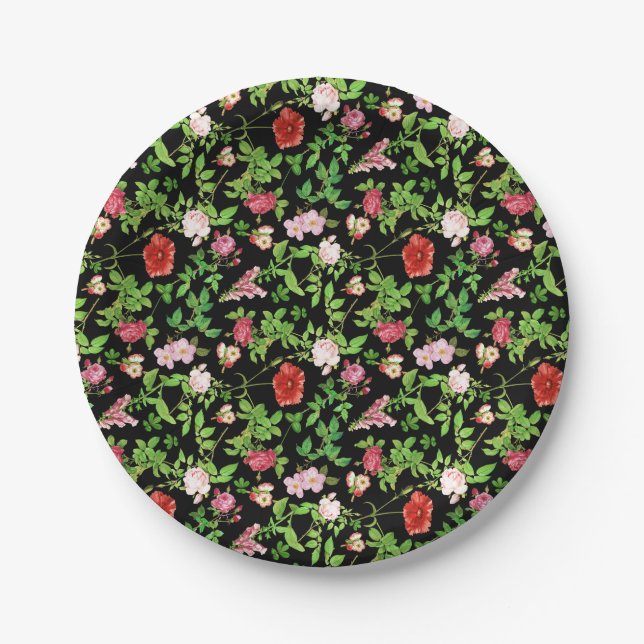 Plato De Papel Floral de flores silvestres (Anverso)