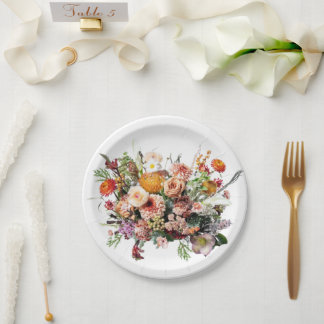 Plato De Papel Floral de flores silvestres