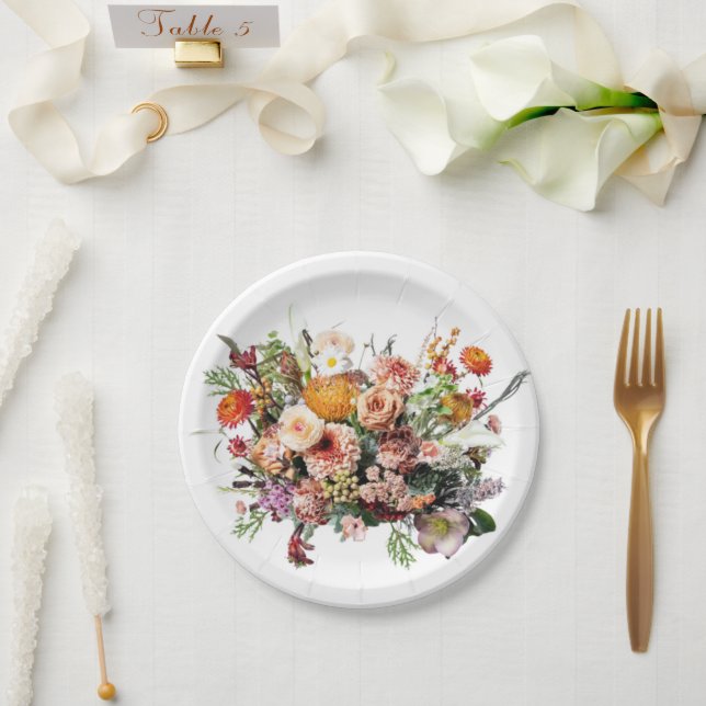 Plato De Papel Floral de flores silvestres (Boda)