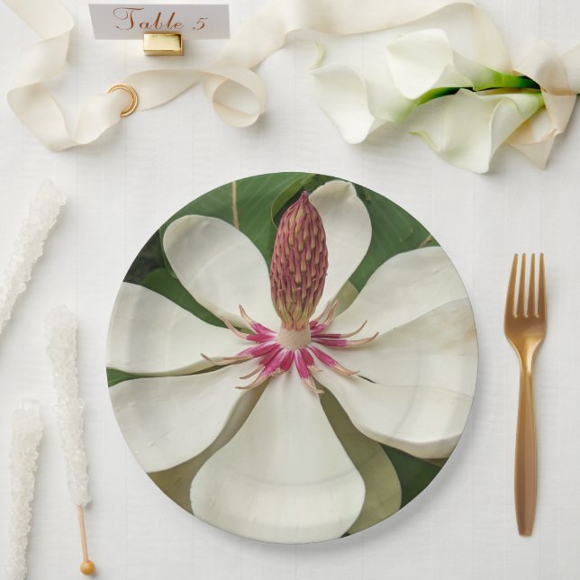 Plato De Papel Floral de Magnolia Blossom japonesa (Boda)