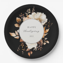 Plato De Papel Floral de otoño elegante