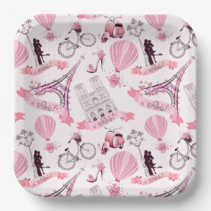 Plato De Papel Floral de París