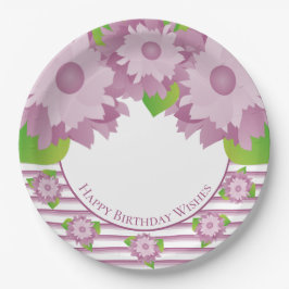 Plato De Papel Floral De Pluma Púrpura Y Mauve