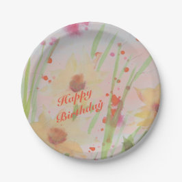 Plato De Papel Floral de verano elegante
