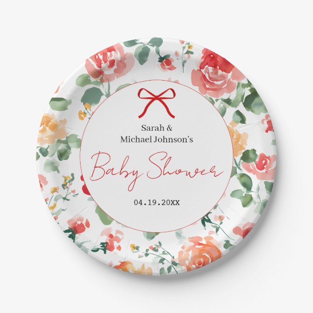 Plato De Papel Floral Dream Baby Shower  (Anverso)