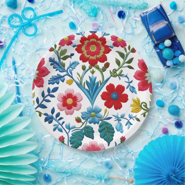 Plato De Papel Floral elegante (Fiesta)