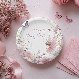 Plato De Papel Floral Fairy First Birthday Party Paper Plate