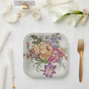 Plato De Papel Floral Fancy