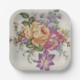Plato De Papel Floral Fancy