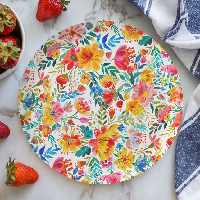 Plato De Papel Floral Fiesta Baby Shower (Subido por el creador)
