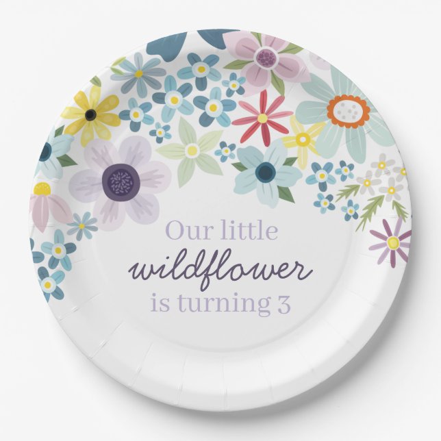 Plato De Papel floral fiesta de cumpleaños wildflower (Anverso)