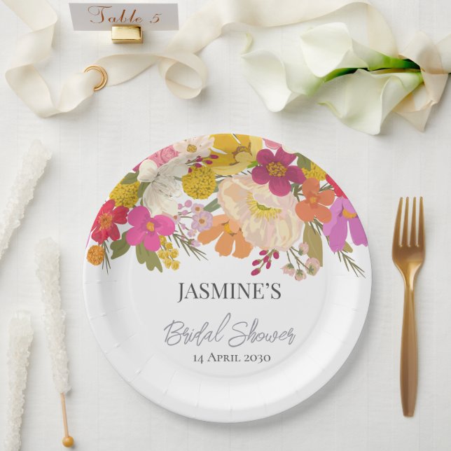 Plato De Papel Floral Garden Summer Bridal Shower (Boda)