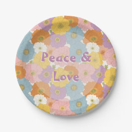 Plato De Papel Floral Hippie retro