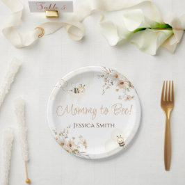 Plato De Papel Floral Honey Bee Baby Shower