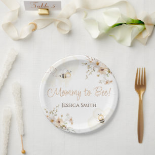 Plato De Papel Floral Honey Bee Baby Shower
