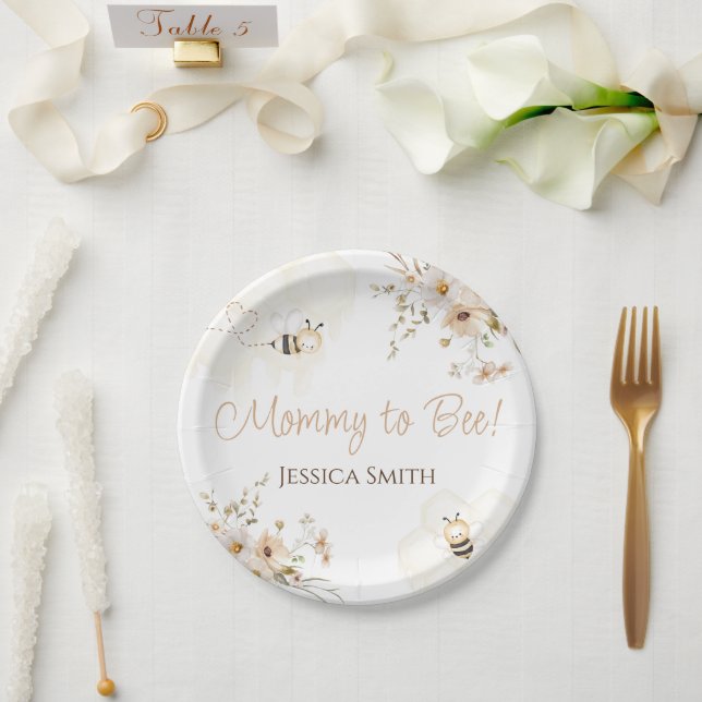 Plato De Papel Floral Honey Bee Baby Shower (Boda)