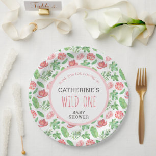 Plato De Papel Floral Jungle Safari Baby Shower Gracias